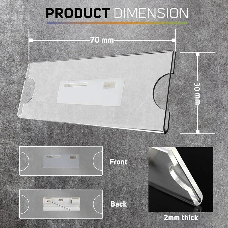 Index Card Holder - Clip de sécurité transparent, broche universelle