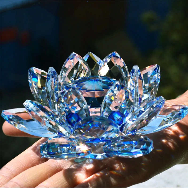 Paper Weight Crystal - 80mm Quartz cristal fleur de Lotus